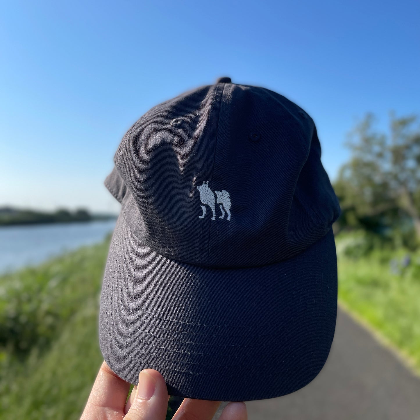 Cotton cap with Shiba Inu one-point embroidery