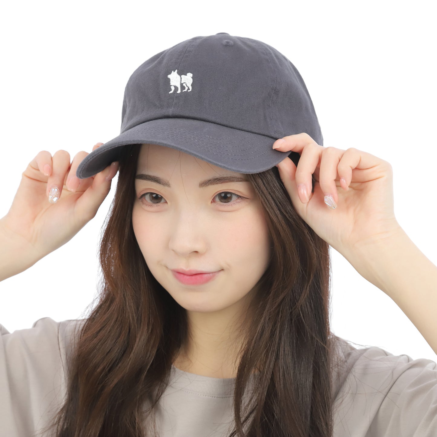 Cotton cap with Shiba Inu one-point embroidery